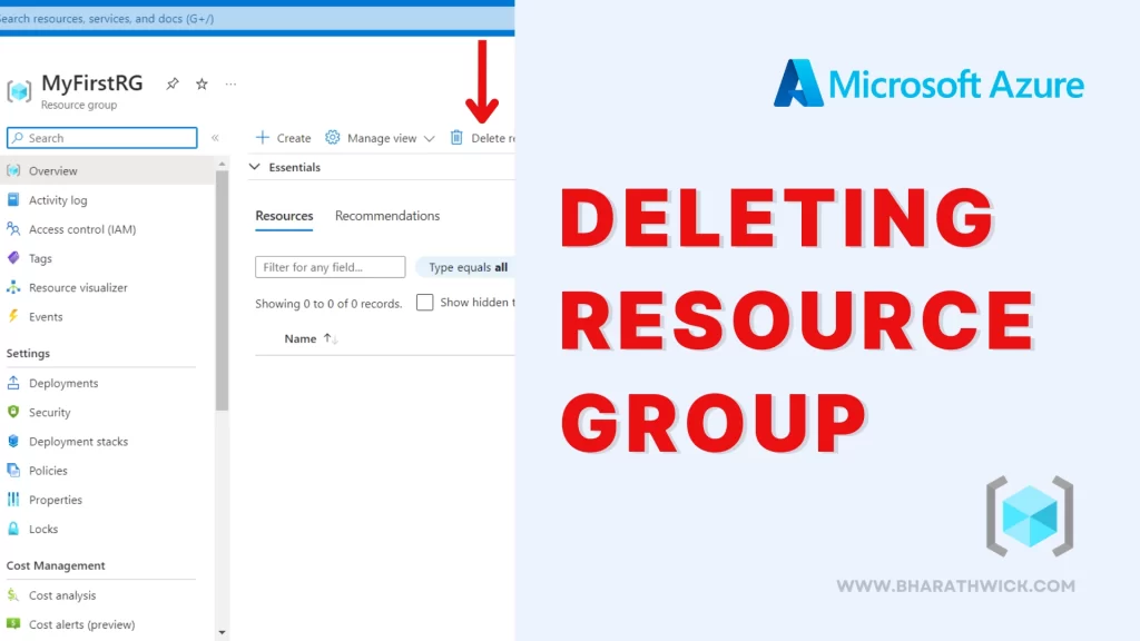 how to delete resource group in azure