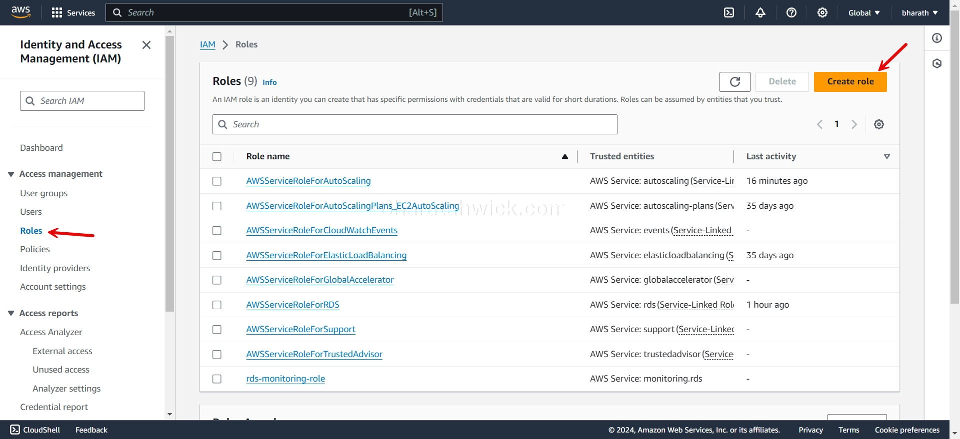 how to create a role in aws