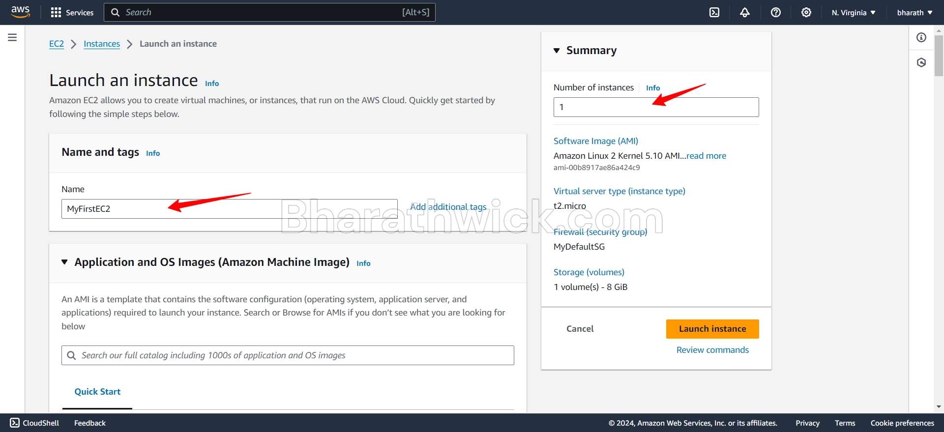 how to create ec2 instance in aws