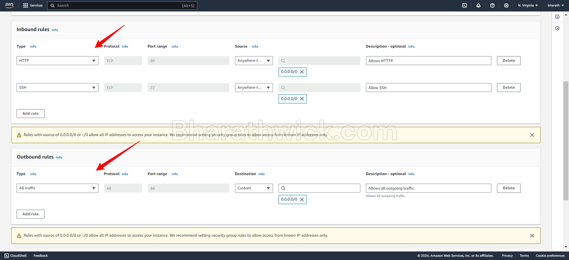 how to create security group in aws